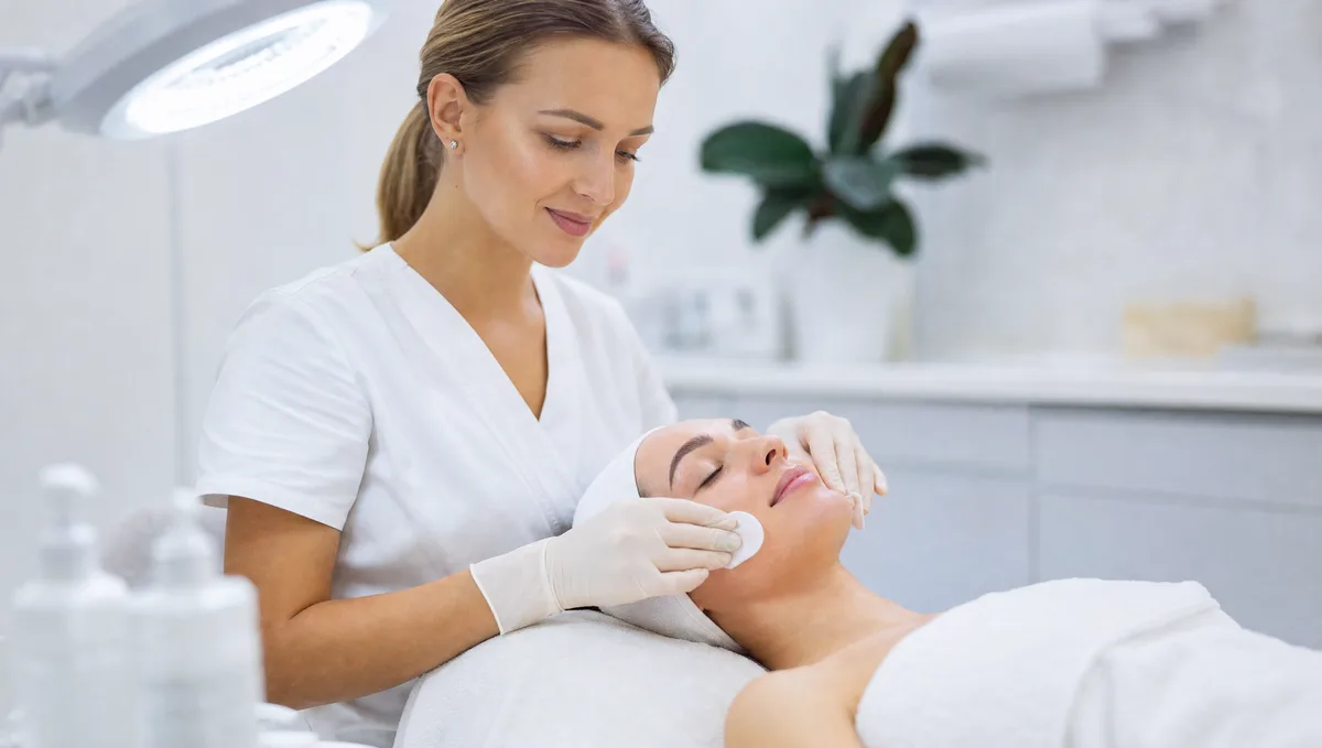 Paciente durante una sesión de cuidado facial profundo